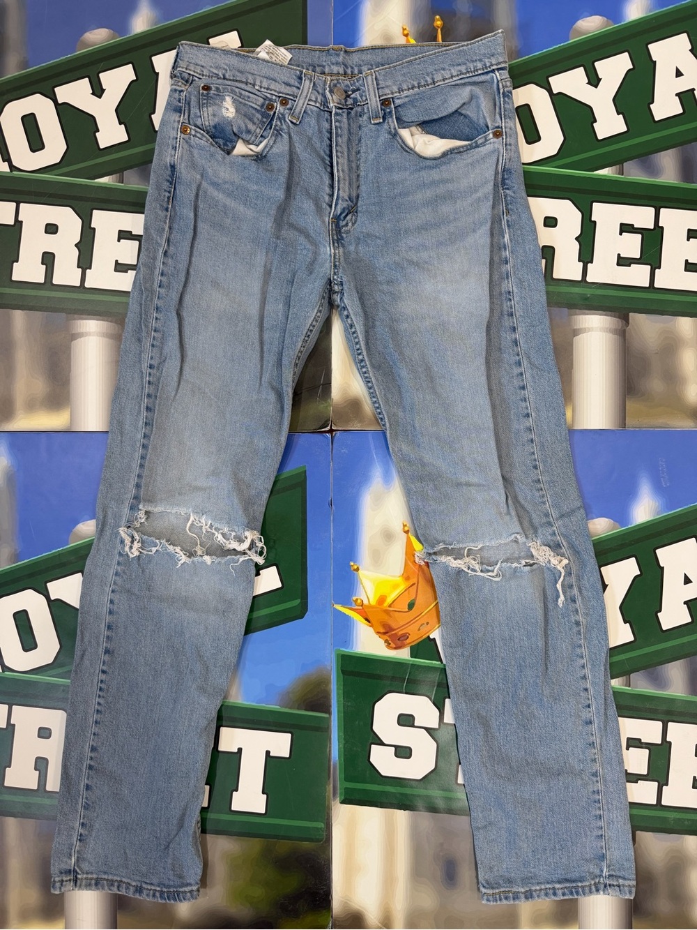 Levi's Light Blue 502 distressed slim straight jeans